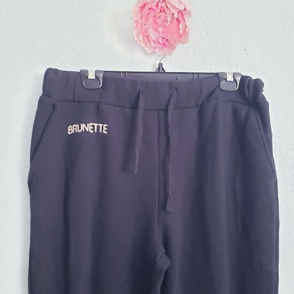 Brunette the Label Embroidered Black Jogger Sweatpants - Picture 4 of 7